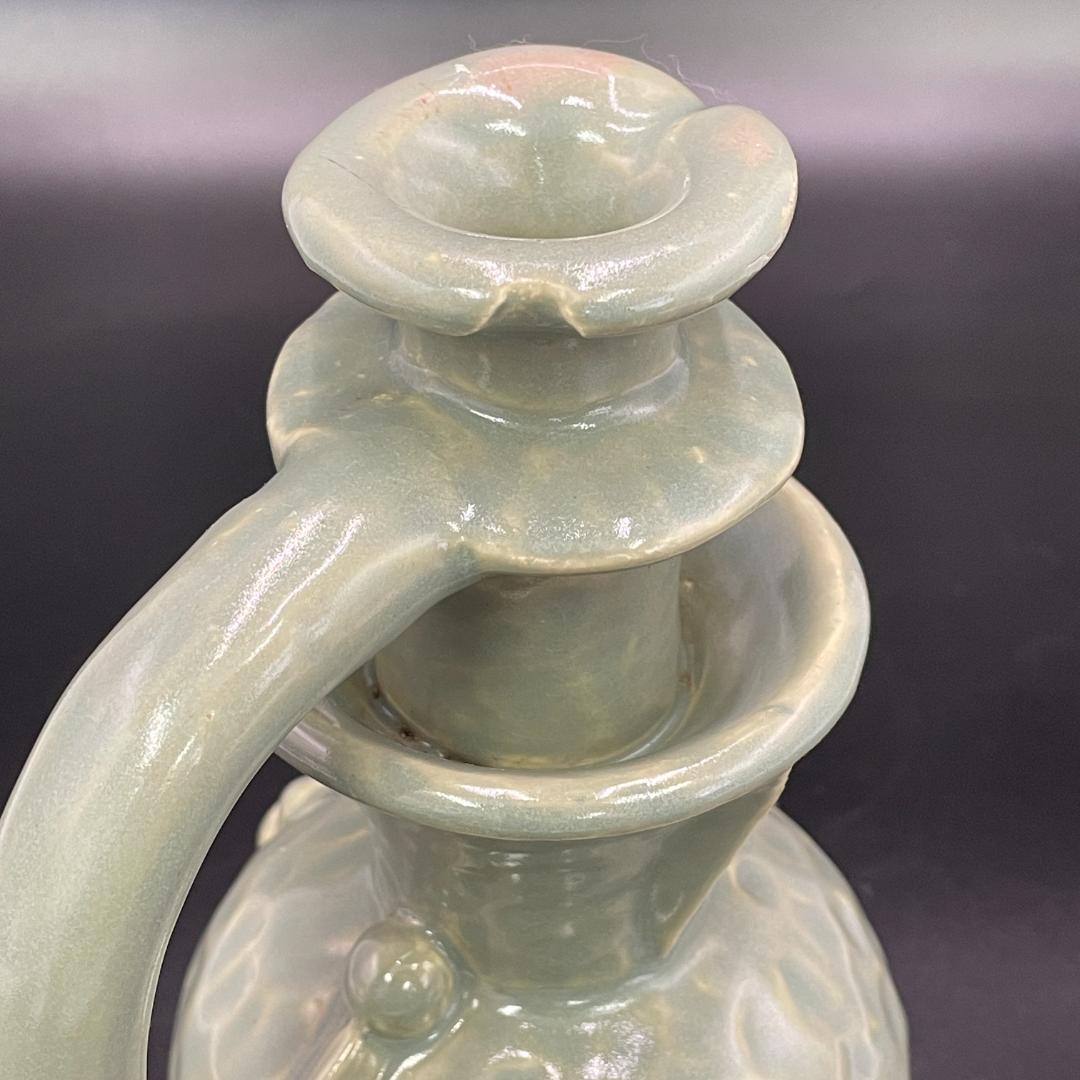 青白磁 陽刻葉紋 水注 影青 水注 注壺 酒注 高さ22.5cm R8SA27