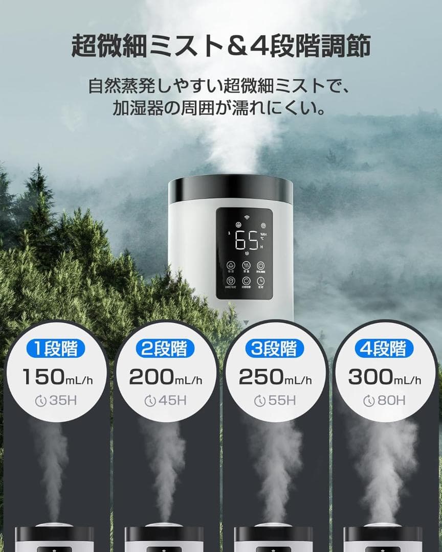 2025新技術採用 5重除菌浄化&AI知能調湿 加湿器 大容量 9L アロマ対応