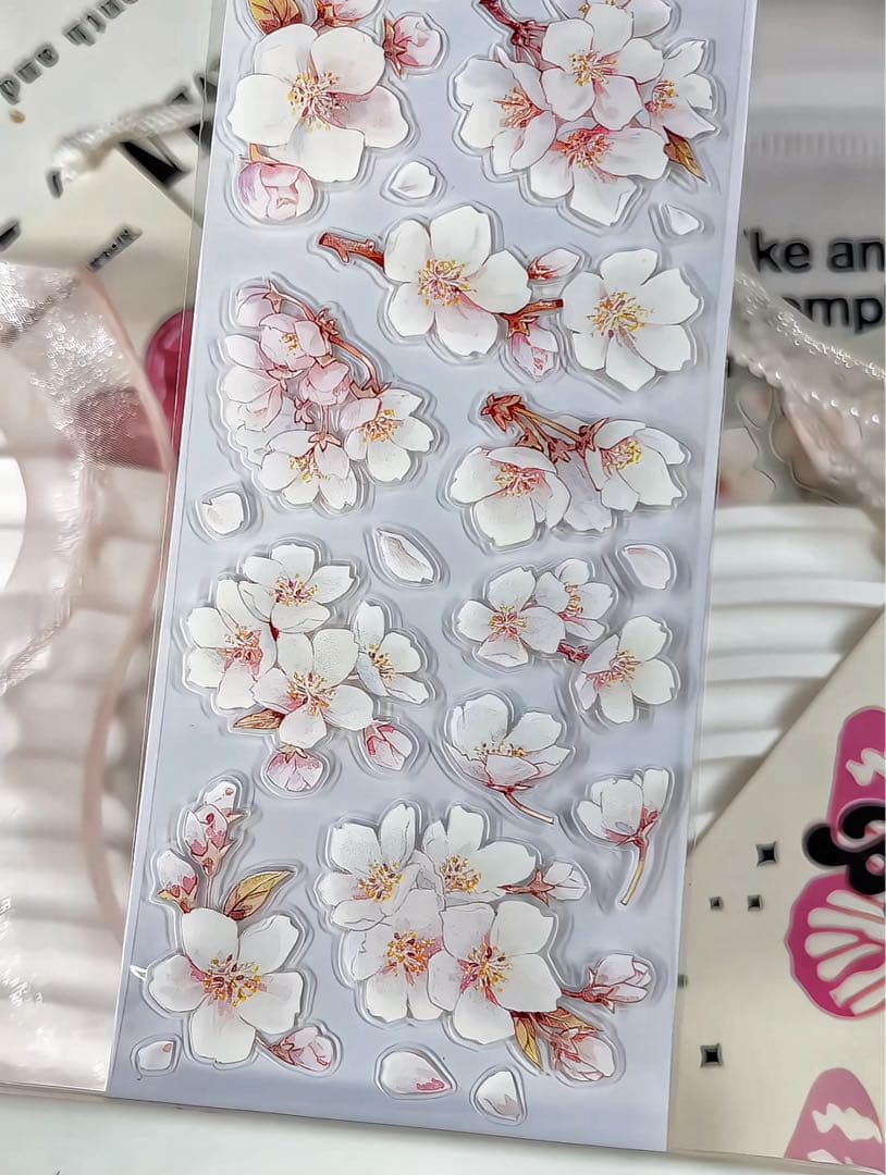 【9740】海外　5m巻　PETカッティングマスキングテープ　さくら　お花系