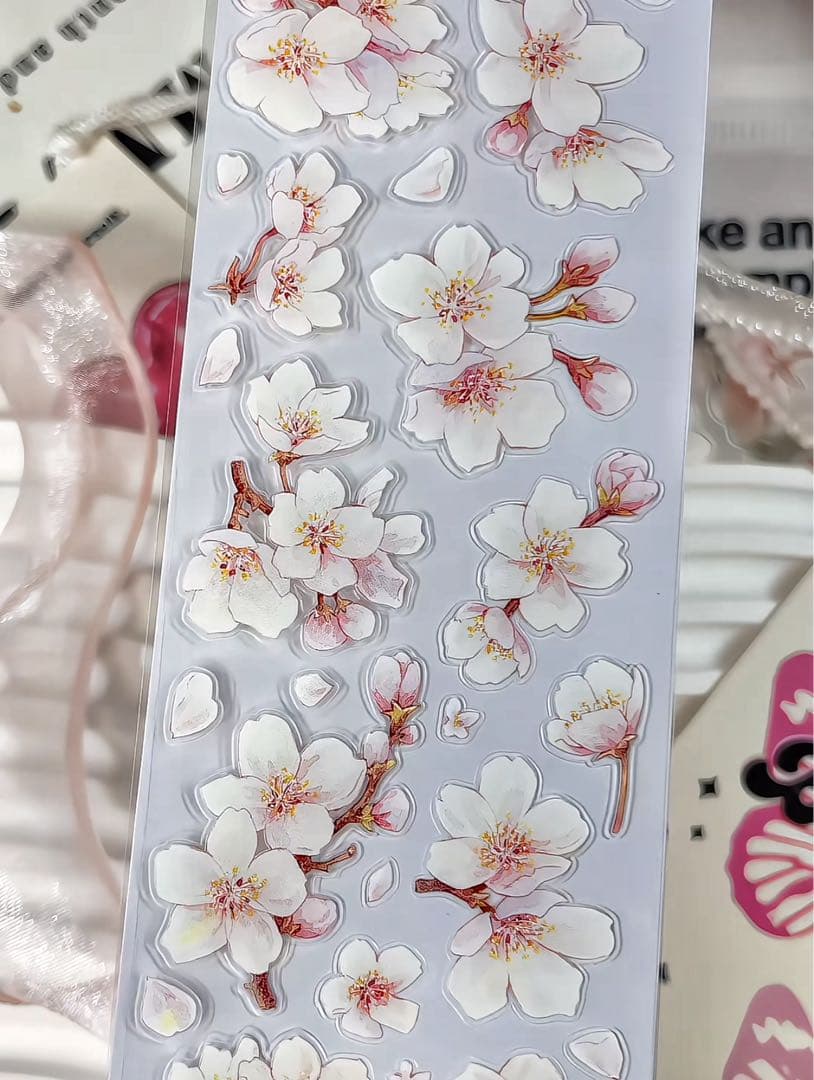 【9740】海外　5m巻　PETカッティングマスキングテープ　さくら　お花系