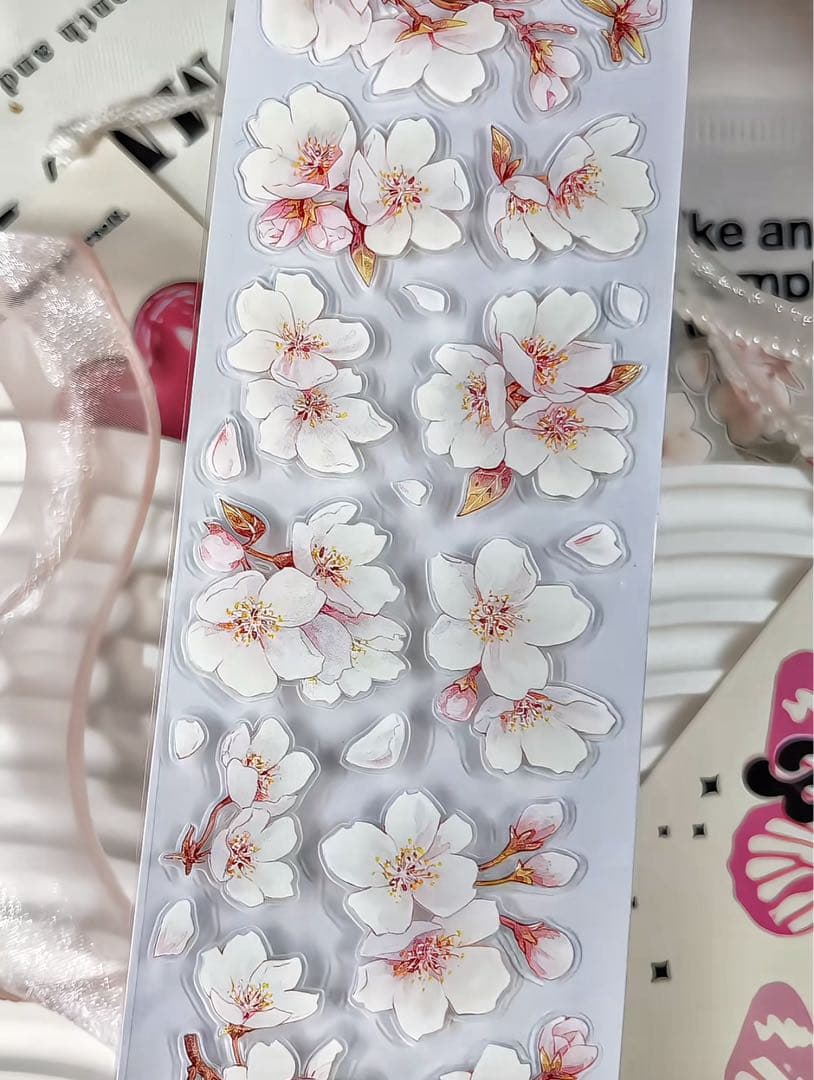 【9740】海外　5m巻　PETカッティングマスキングテープ　さくら　お花系