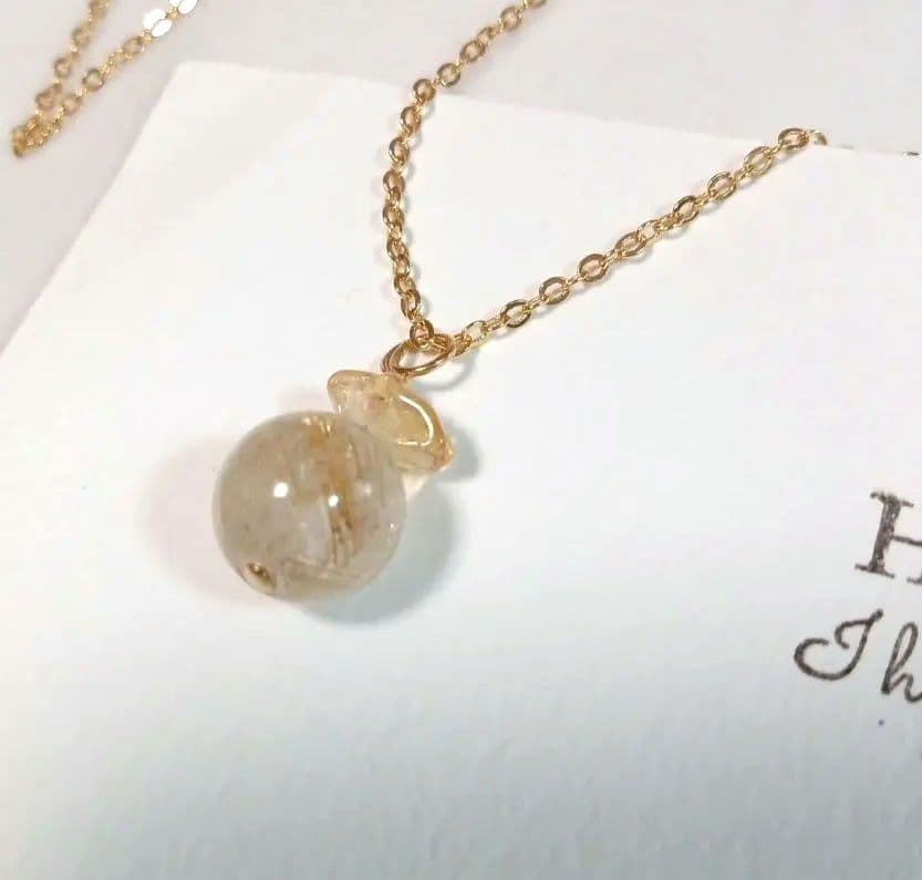 1416 チャンスを呼ぶ✨ ルチルクォーツネックレス　シトリン　パール