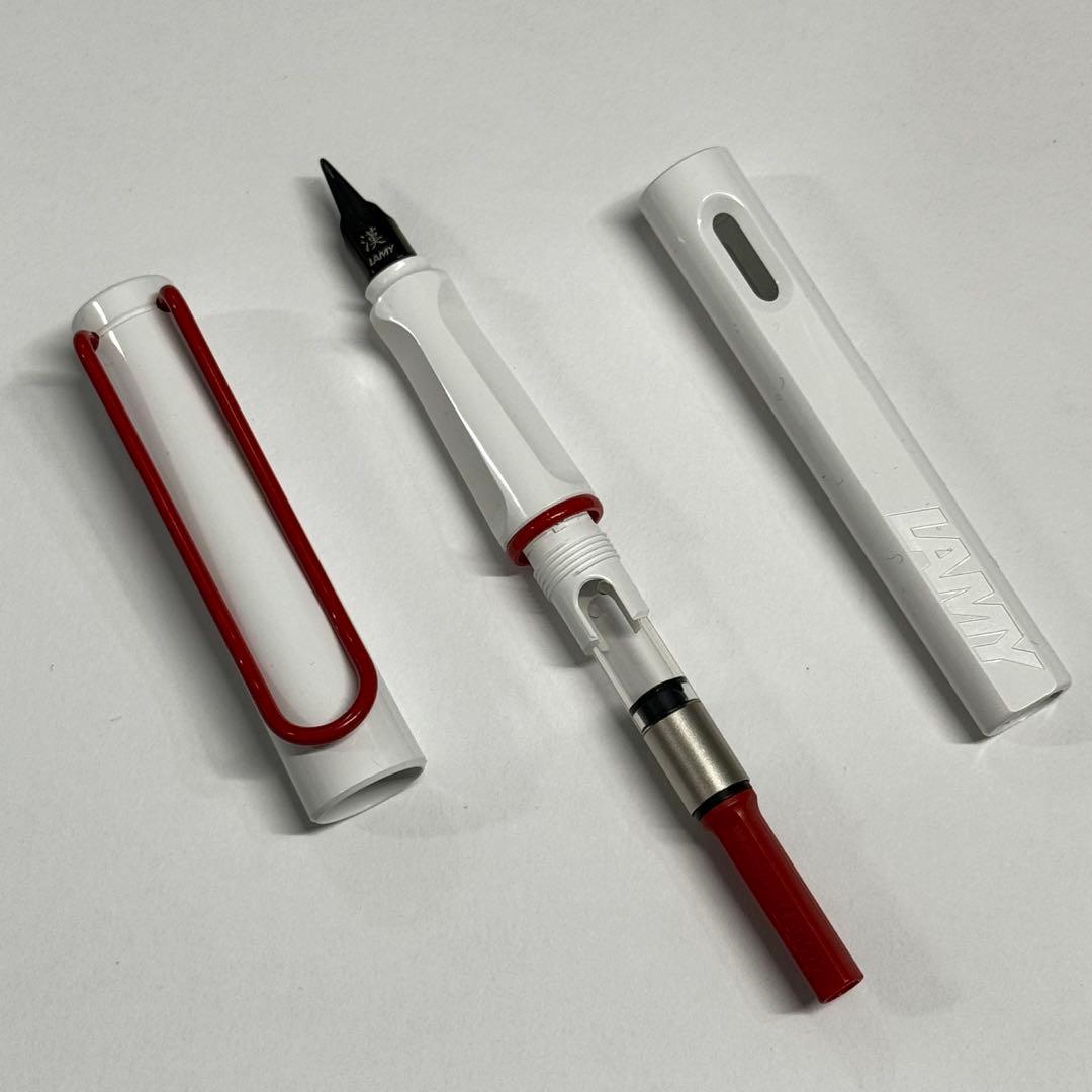 LAMY ラミー サファリ ホワイト レッドクリップ 漢字ニブ コンバーター付属