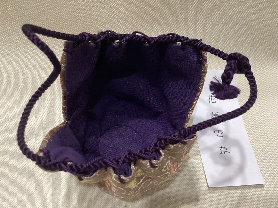 美品　茶道具　お稽古用　茄子型茶入　仕覆 花菱唐草　紙箱付き　未使用品
