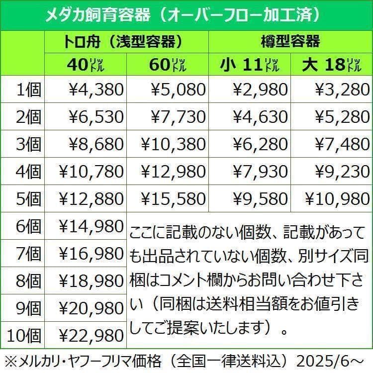メダカ飼育ケース 60㍑トロ舟x5個 オーバーフロー 金魚飼育容 メダカ飼育容器