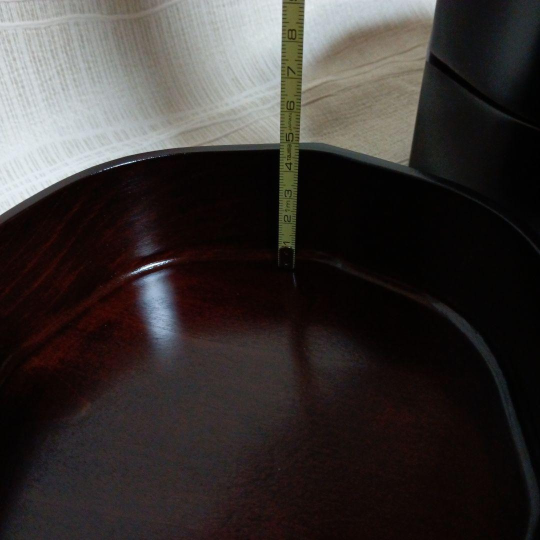 香川漆器・未使用・溜塗三段重箱縁起良い八角形