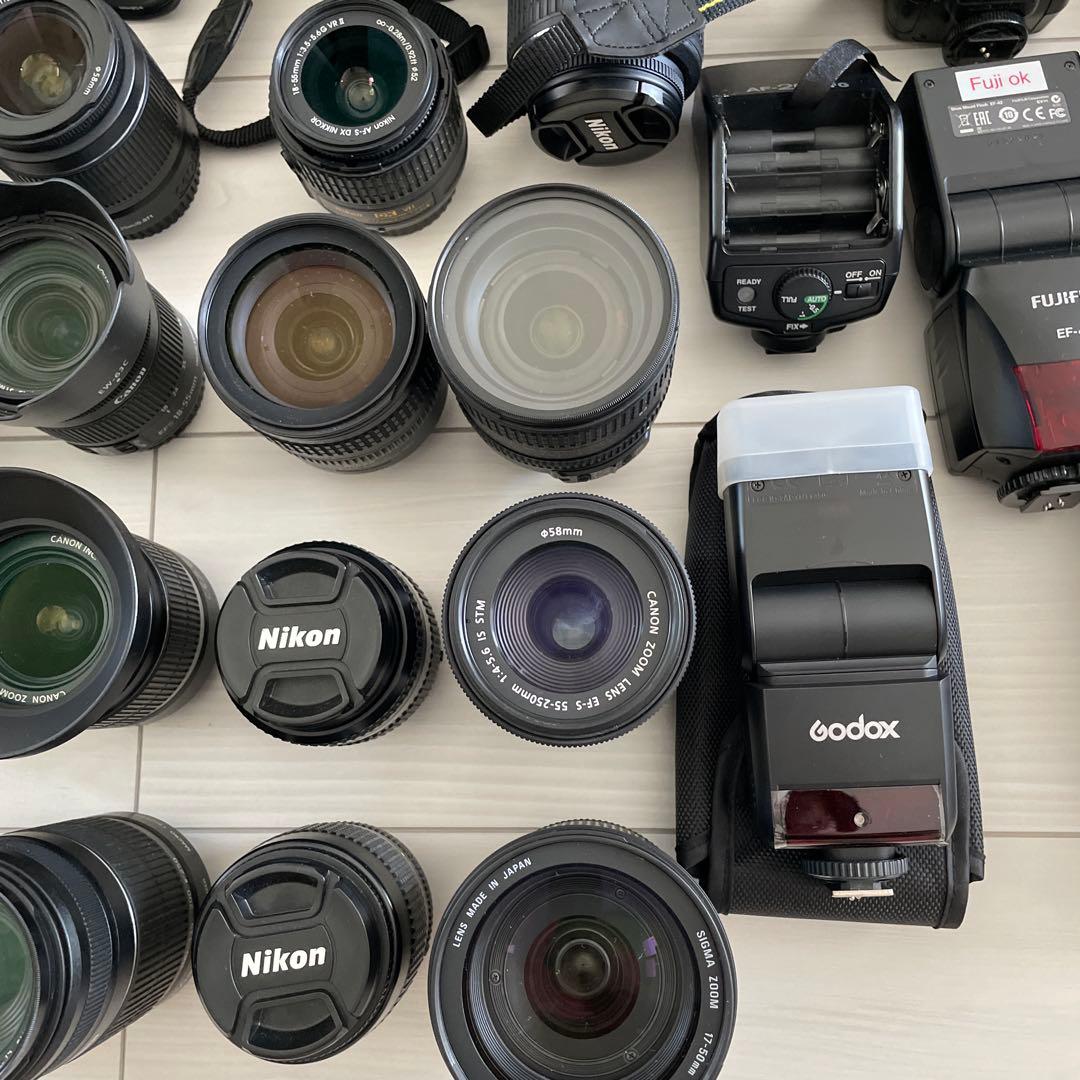 Nikon canon カメラ レンズ　ストロボセット