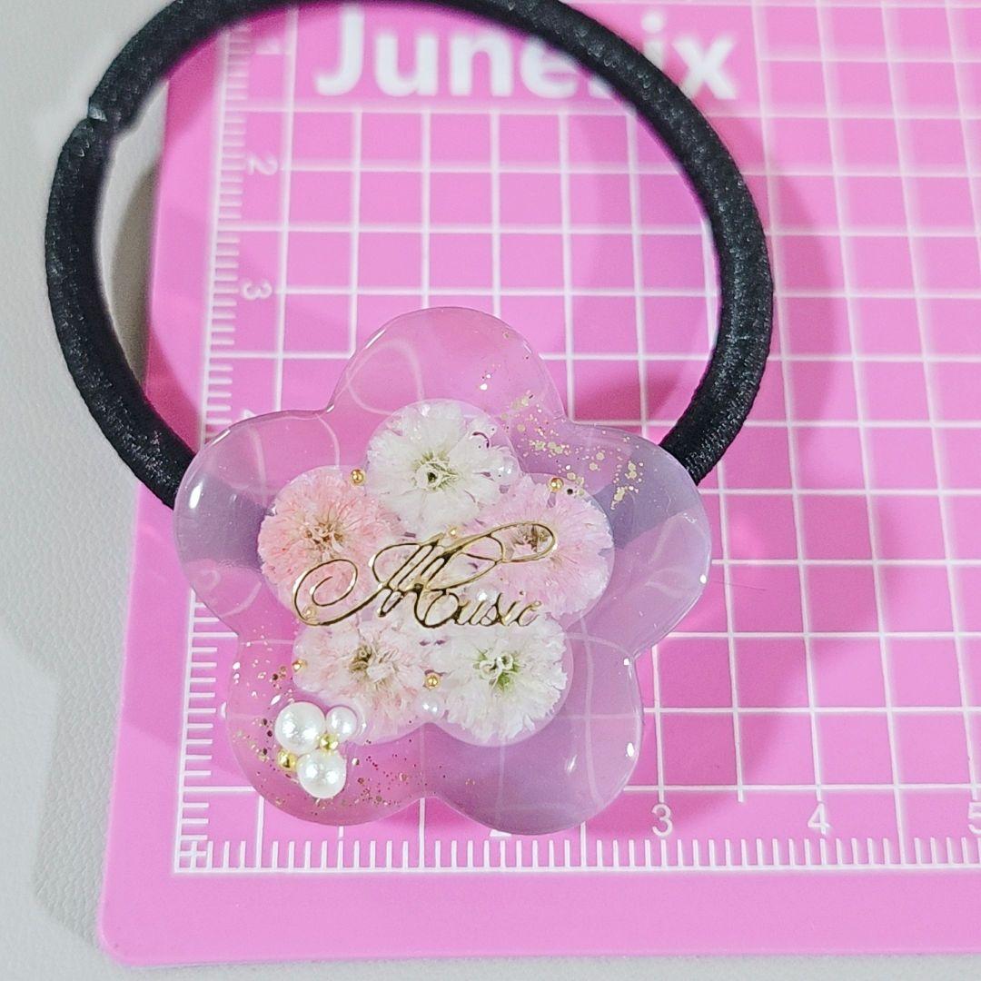 【86】透明感抜群 レジンヘアゴム ハンドメイド かすみ草