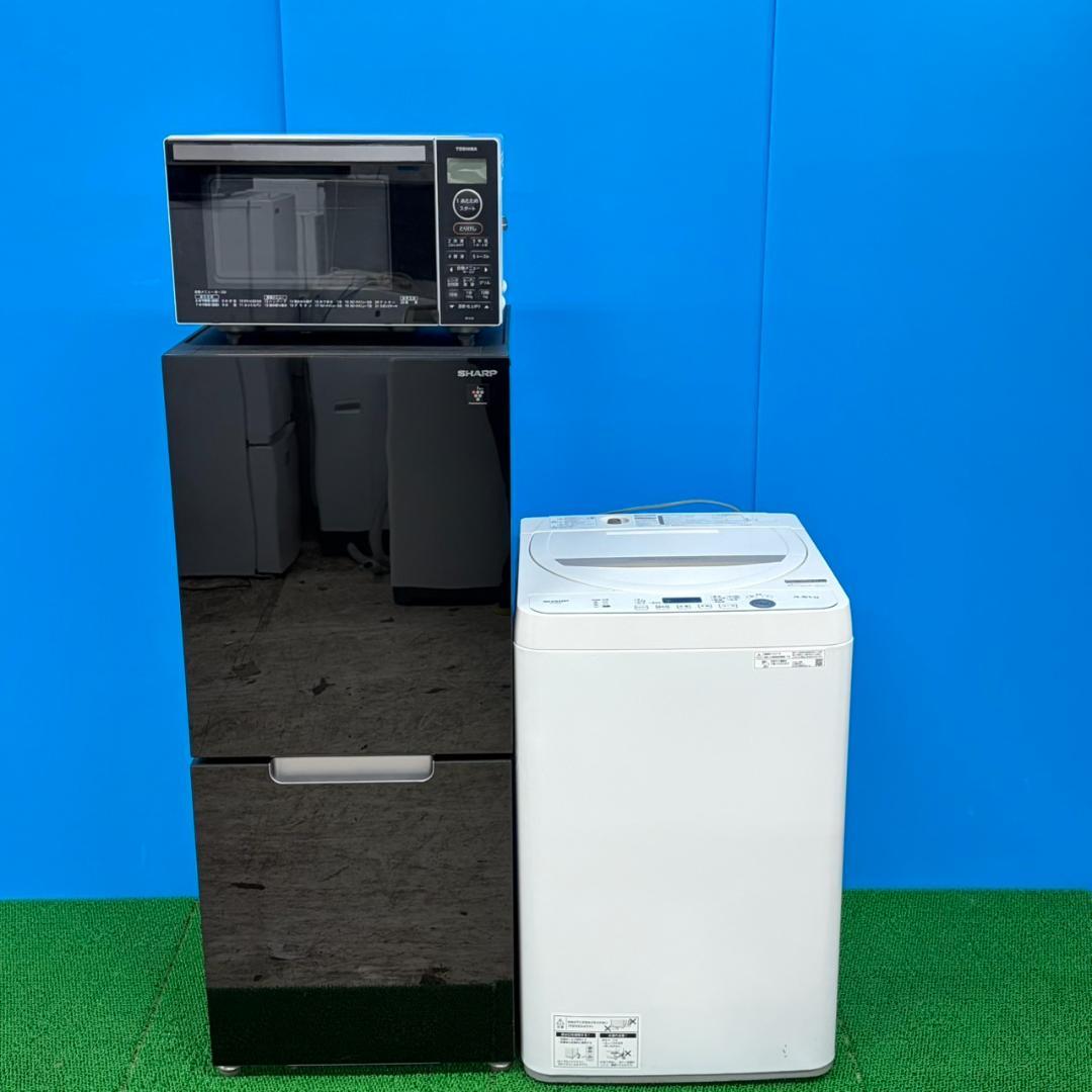 858 シャープ 3点セット 洗濯機 洗濯機 オーブンレンジ 一人暮らし向け