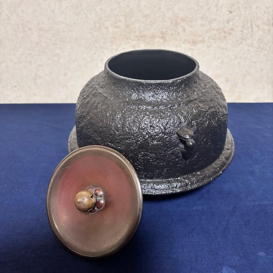 風炉/茶釜/電熱器/鬼面風炉釜/野々田製電熱器/敷板/茶道具/お点前道具