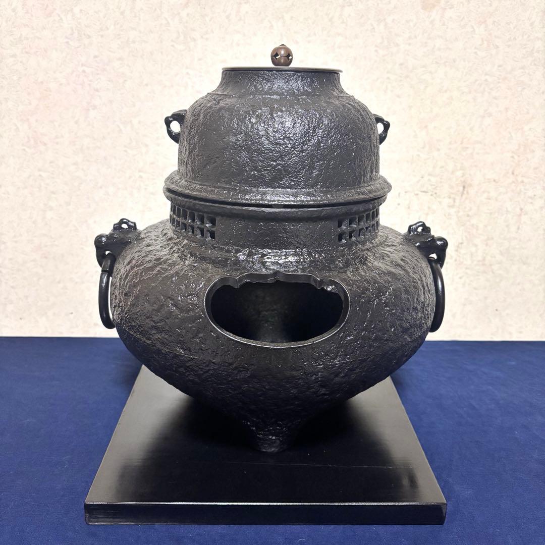 風炉/茶釜/電熱器/鬼面風炉釜/野々田製電熱器/敷板/茶道具/お点前道具