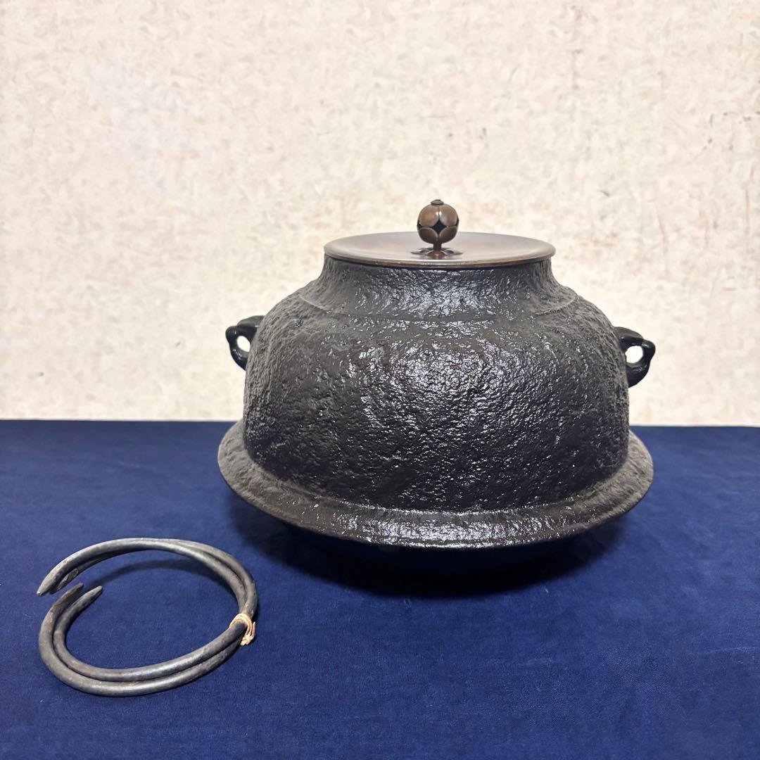 風炉/茶釜/電熱器/鬼面風炉釜/野々田製電熱器/敷板/茶道具/お点前道具