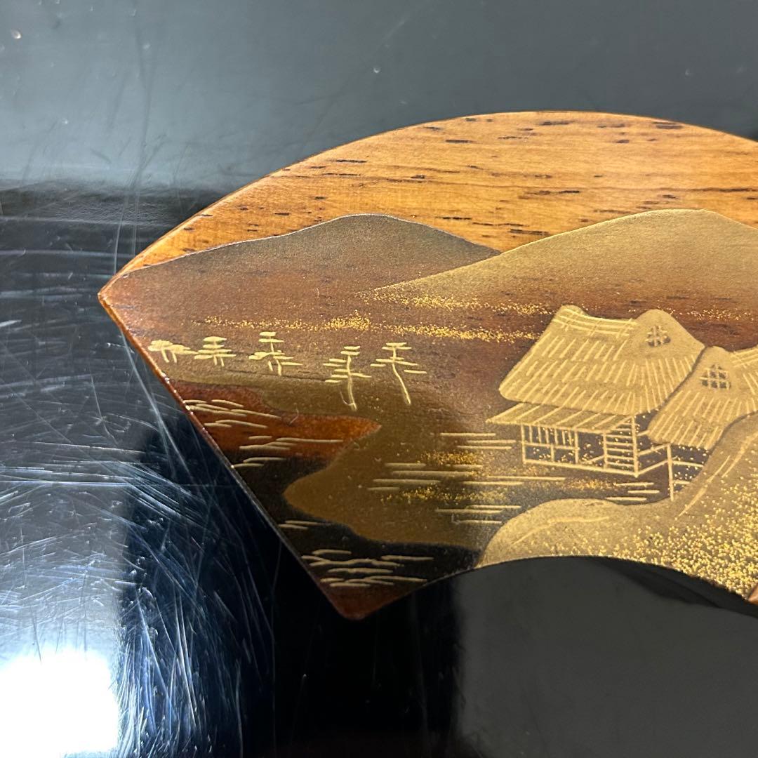 黒柿山水蒔絵扇面香合　茶道具懐石茶箱鵬雲斎坐忘斎淡々斎即中斎茶碗香合棗水指茶杓