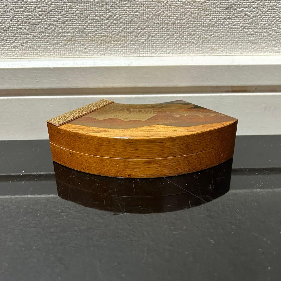 黒柿山水蒔絵扇面香合　茶道具懐石茶箱鵬雲斎坐忘斎淡々斎即中斎茶碗香合棗水指茶杓