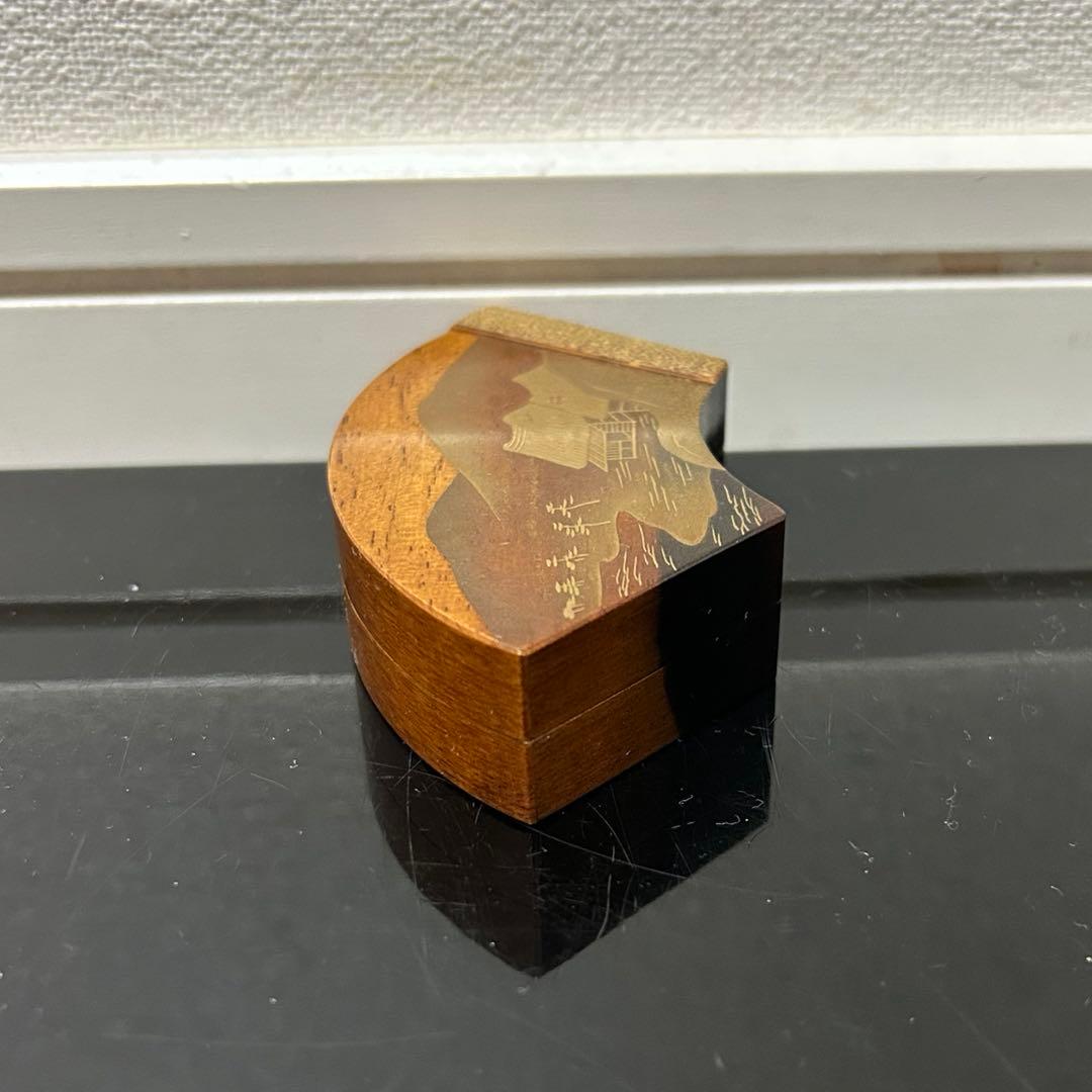 黒柿山水蒔絵扇面香合　茶道具懐石茶箱鵬雲斎坐忘斎淡々斎即中斎茶碗香合棗水指茶杓