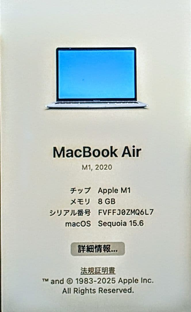 Apple MacBook Air M1 2020 13インチ シルバー