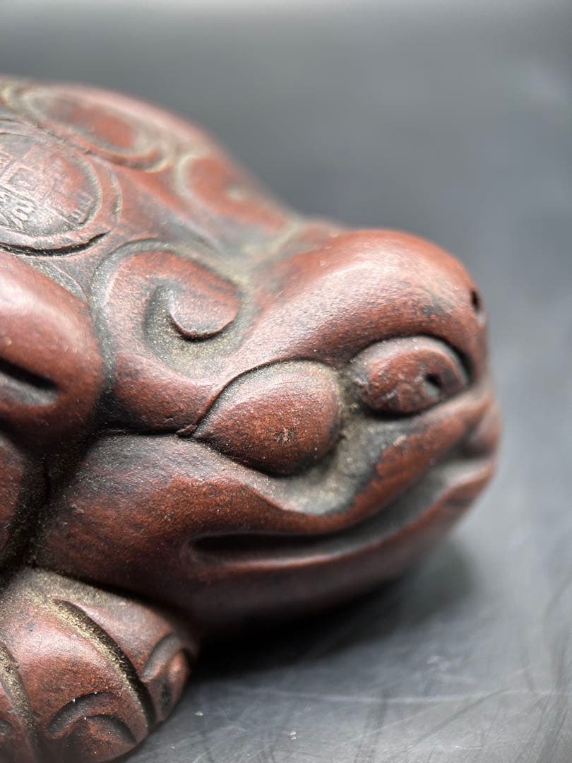 【稀少・19世紀】中国古玩 釉薬石器 カエル 水差し 海外オークション実績あり