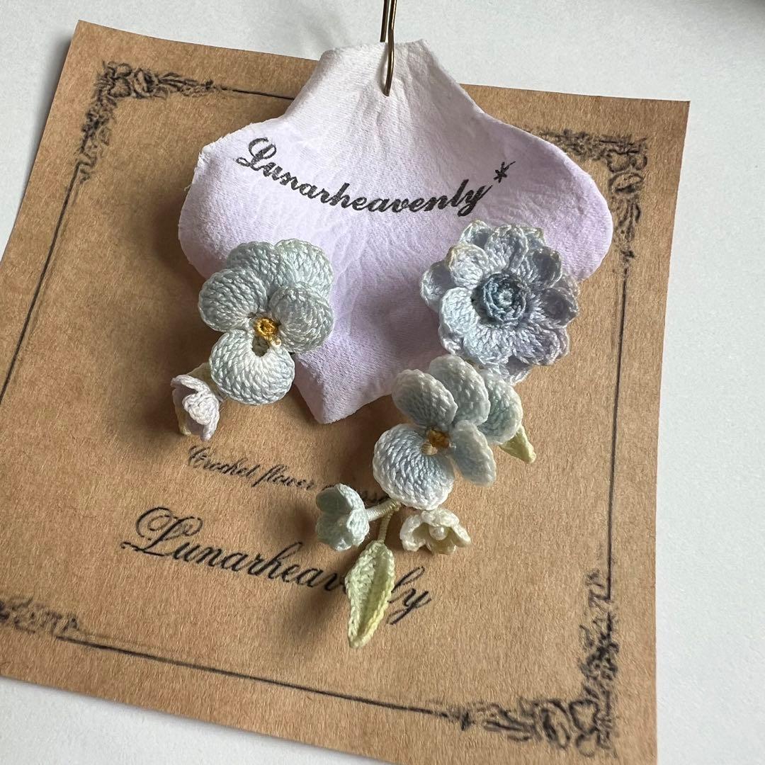 Lunarheavenlyルナヘヴンリィピアスレース編みアクセサリーかぎ編みお花