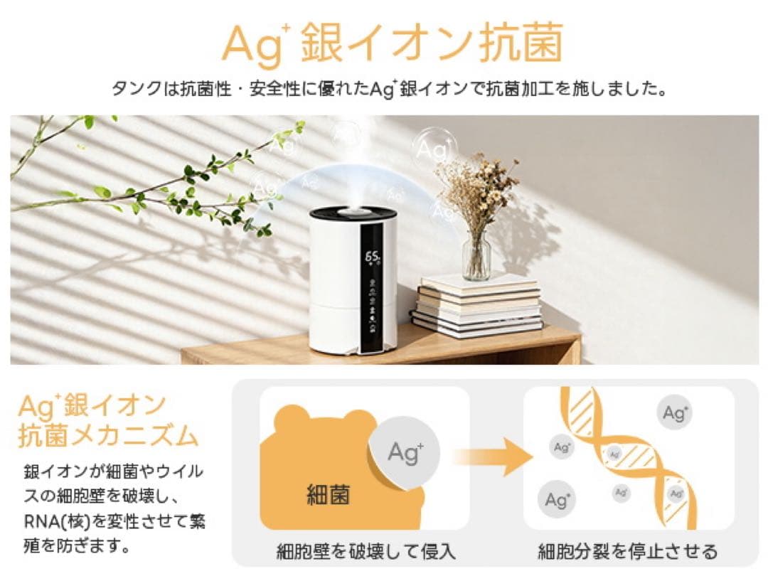 【正規品】加湿器 卓上小型 超音波式 5L大容量 上部給水式 静音設計 タイマー