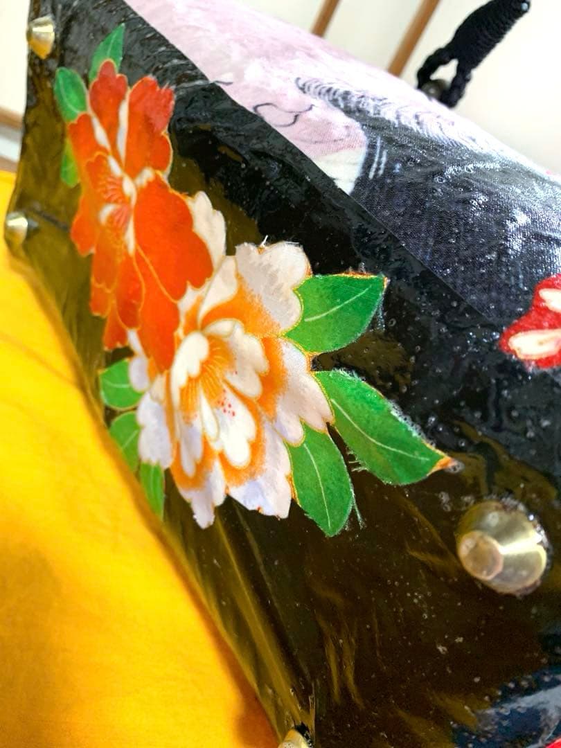 一閑張りかごバッグ　　猫　月岡芳年