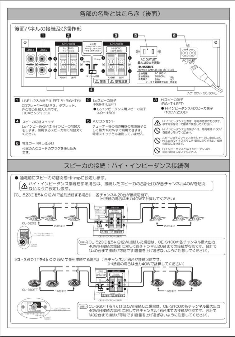 MASSIVE ステレオパワーアンプ OE-S100