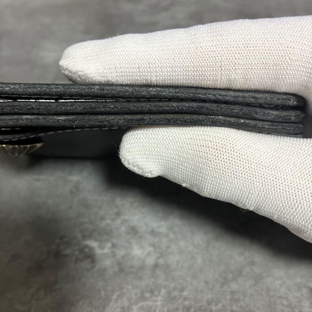 トラッカーウォレットショートサイズクロスボールコンチョ　クロム財布