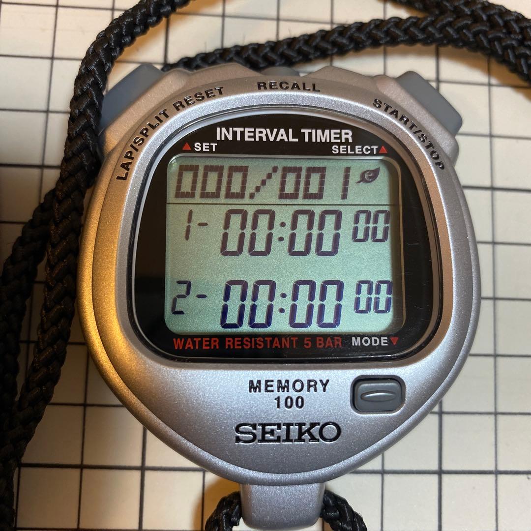 SEIKO インターバルタイマー ストップウォッチ　銀色シルバー　美品