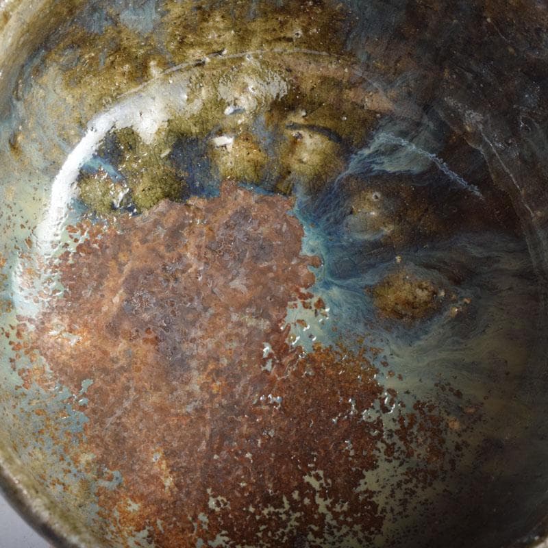 茶道具　長春天山作　耀変光輝茶碗　耀雲・結心　二点　二重箱　V　8825A