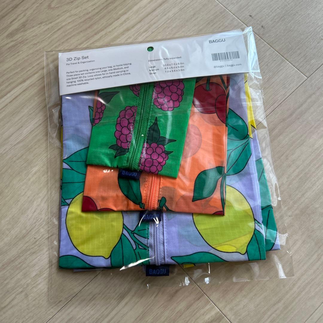 新品　BAGGU 3D Zip Set フルーツ柄