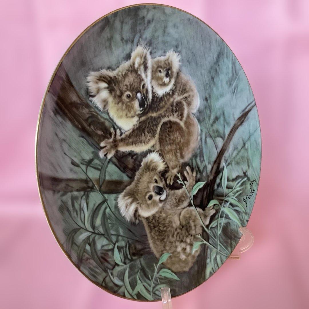 オールドノリタケ　コアラの親子　手描き装飾陶器皿　伊藤武画伯サイン入り　美品