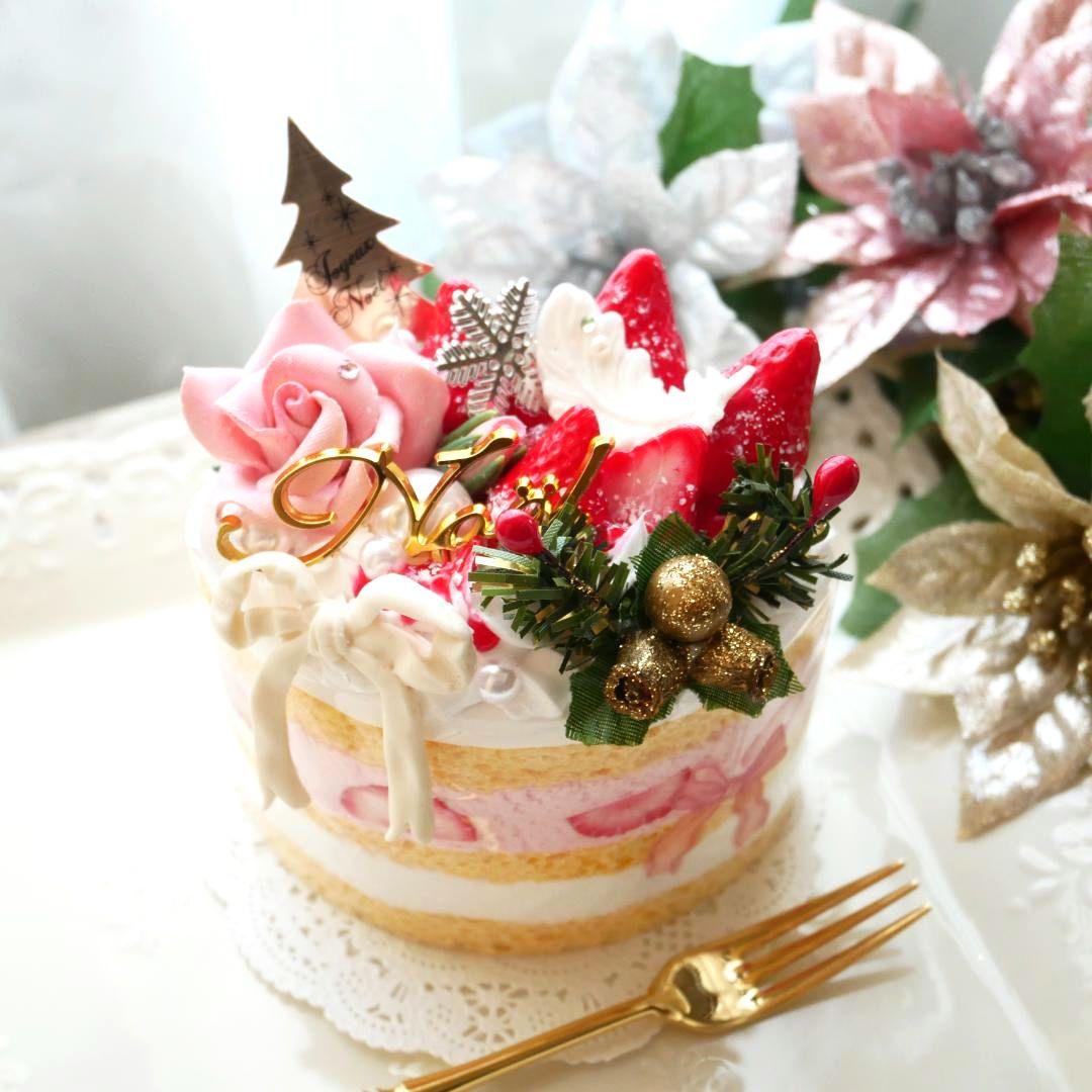【ひまわり様】◆フェイクスイーツ◆ローズ＆リボン♡賑やか♬苺のX'masケーキ◆