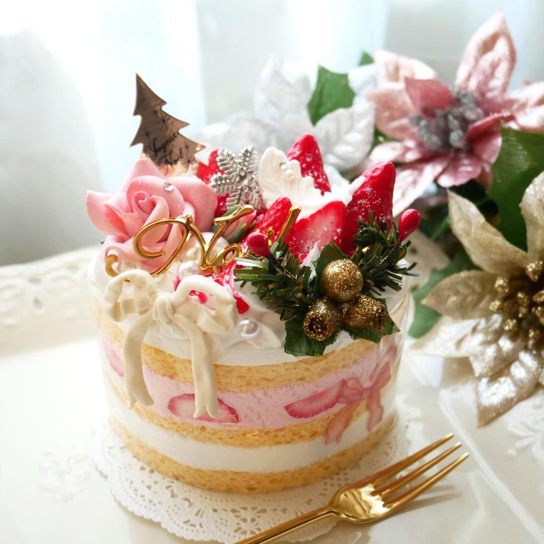 【ひまわり様】◆フェイクスイーツ◆ローズ＆リボン♡賑やか♬苺のX'masケーキ◆
