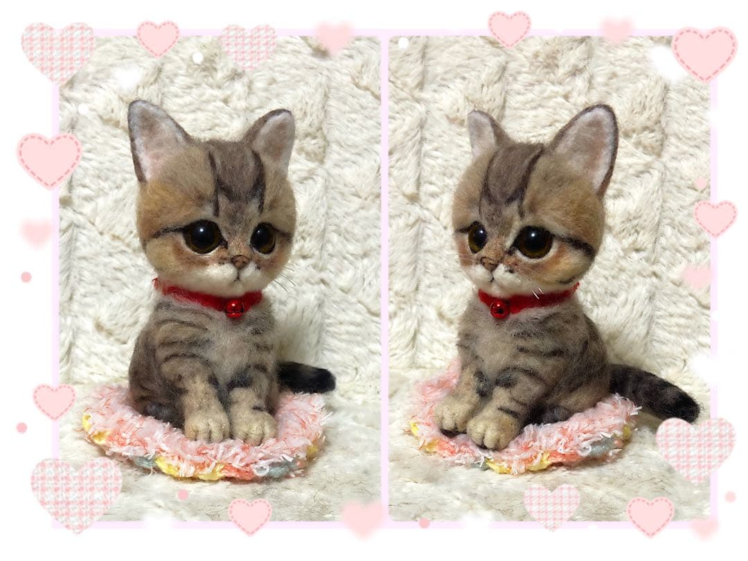 羊毛フェルト。猫。バッグチャーム。オーダーNo.30