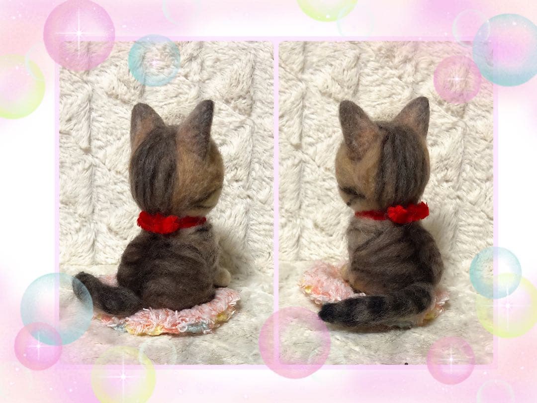 羊毛フェルト。猫。バッグチャーム。オーダーNo.30