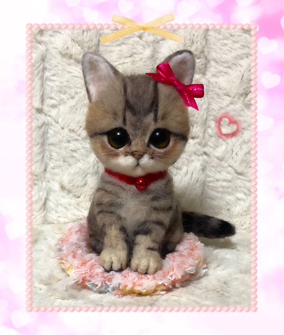 羊毛フェルト。猫。バッグチャーム。オーダーNo.30