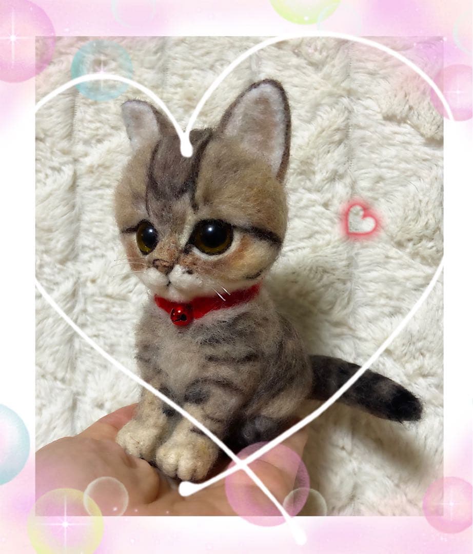 羊毛フェルト。猫。バッグチャーム。オーダーNo.30
