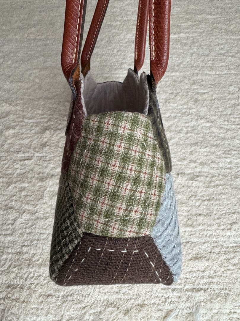 ハンドメイド　パッチワークキャンバスバッグ　ハンドバッグ