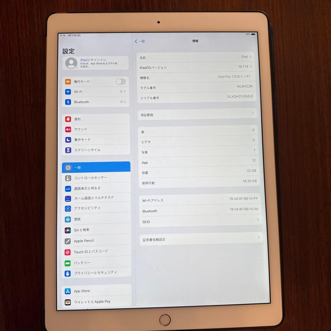 iPad Pro 12.9 32GB ML0H2J/A Pencil ケース付