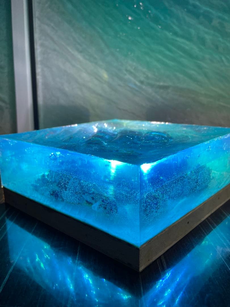 UMIKA技法 海を閉じ込めた立体オーシャンレジンアート スクエア型15cm