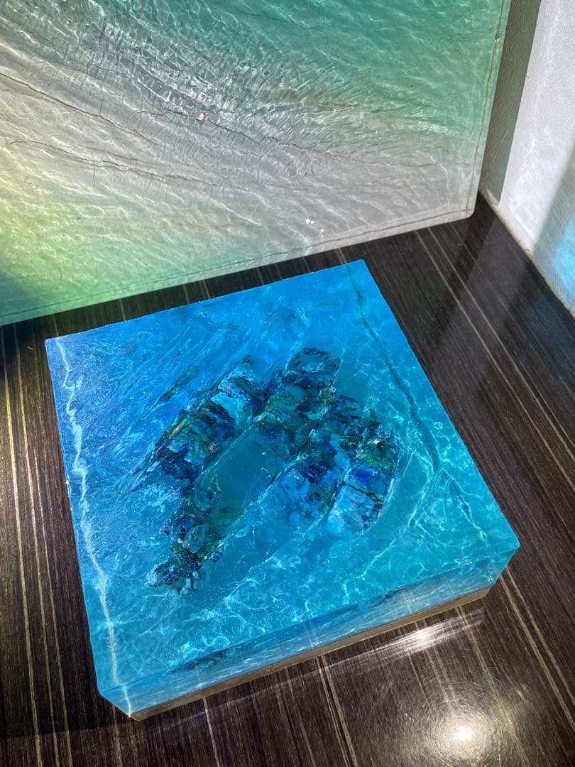 UMIKA技法 海を閉じ込めた立体オーシャンレジンアート スクエア型15cm