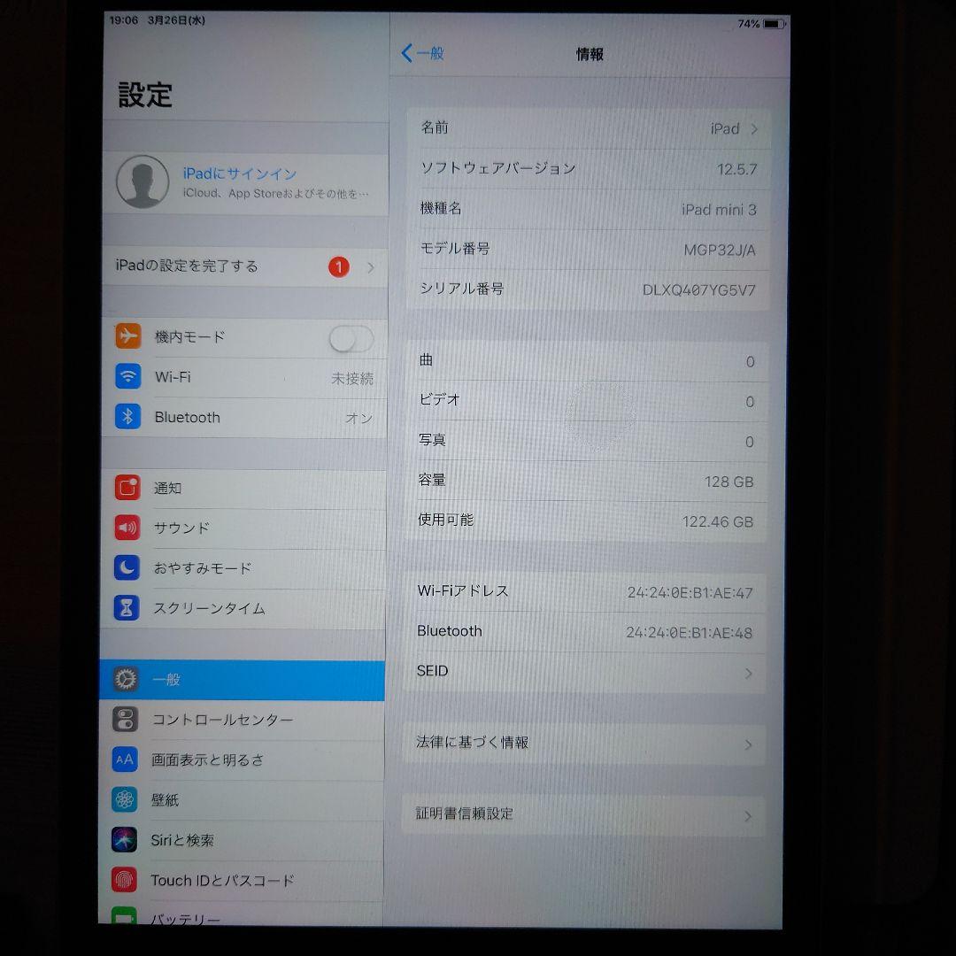 iPadmini第三世代 Wi-Fi128GB A1599+ケース、フィルム