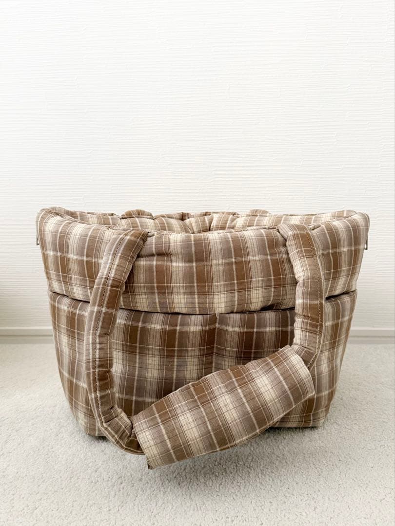 【APERTY】Sサイズ WIDE BAG TARTAN BROWN
