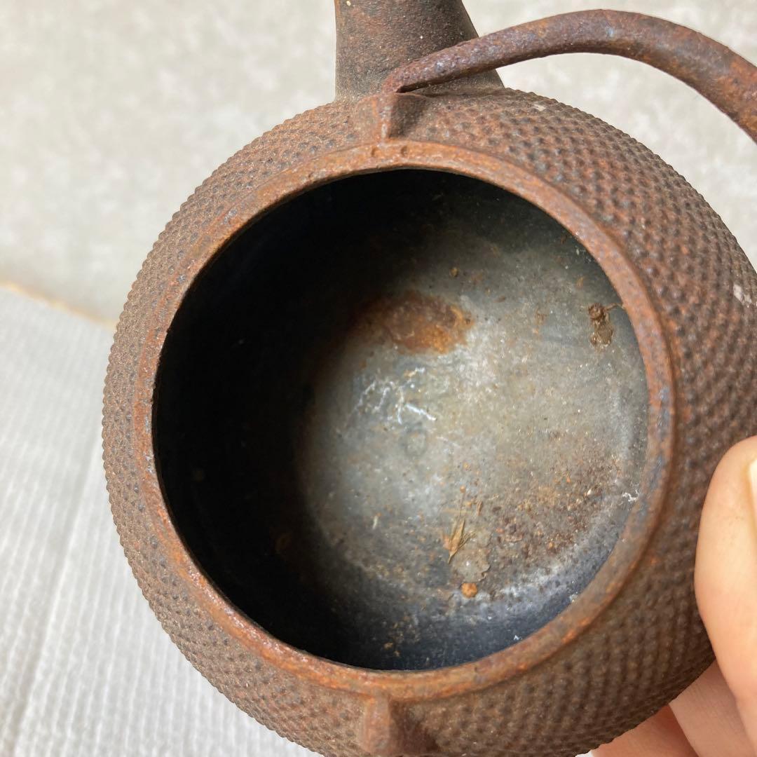 TS66 南部鉄瓶 鉄器 伝統工芸品 刻印あり 霰模様 急須 囲炉裏 茶道具