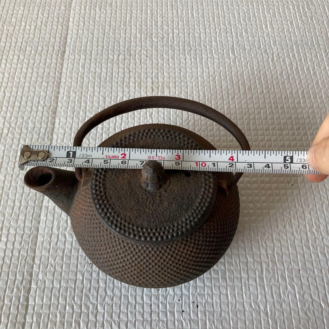 TS66 南部鉄瓶 鉄器 伝統工芸品 刻印あり 霰模様 急須 囲炉裏 茶道具
