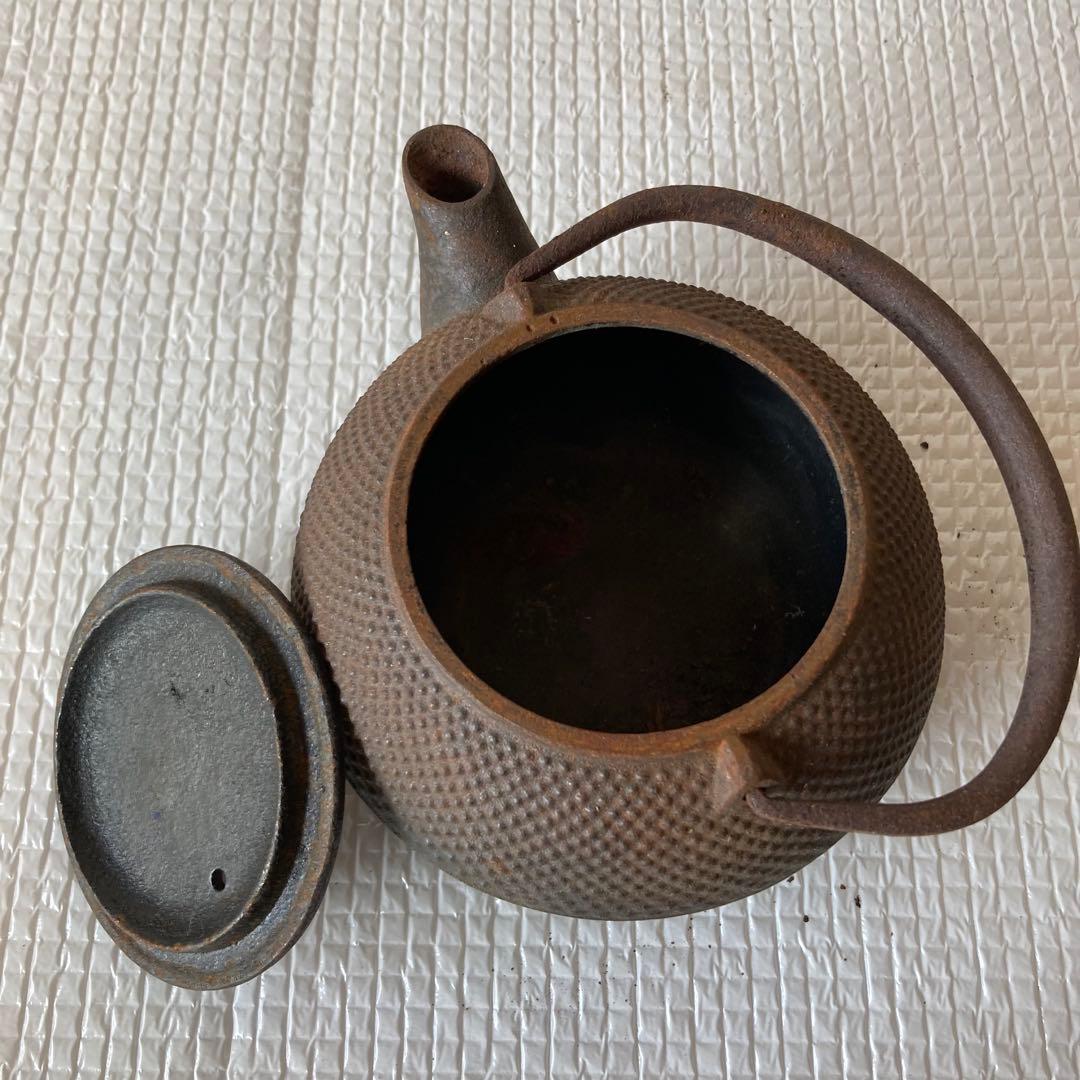TS66 南部鉄瓶 鉄器 伝統工芸品 刻印あり 霰模様 急須 囲炉裏 茶道具