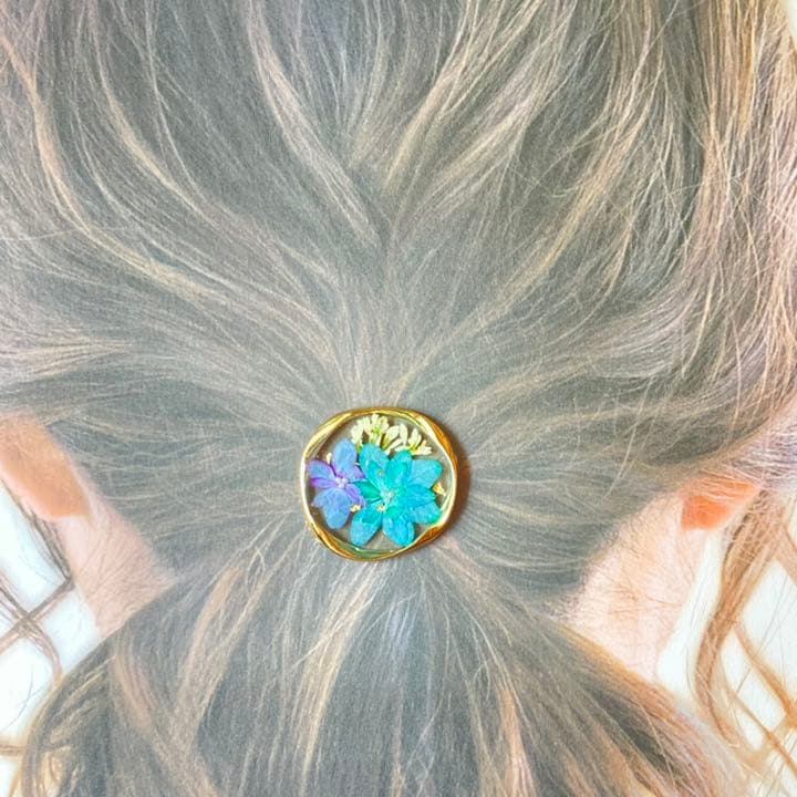 【1090】あじさい ゴールドフレーム　レジンヘアゴム