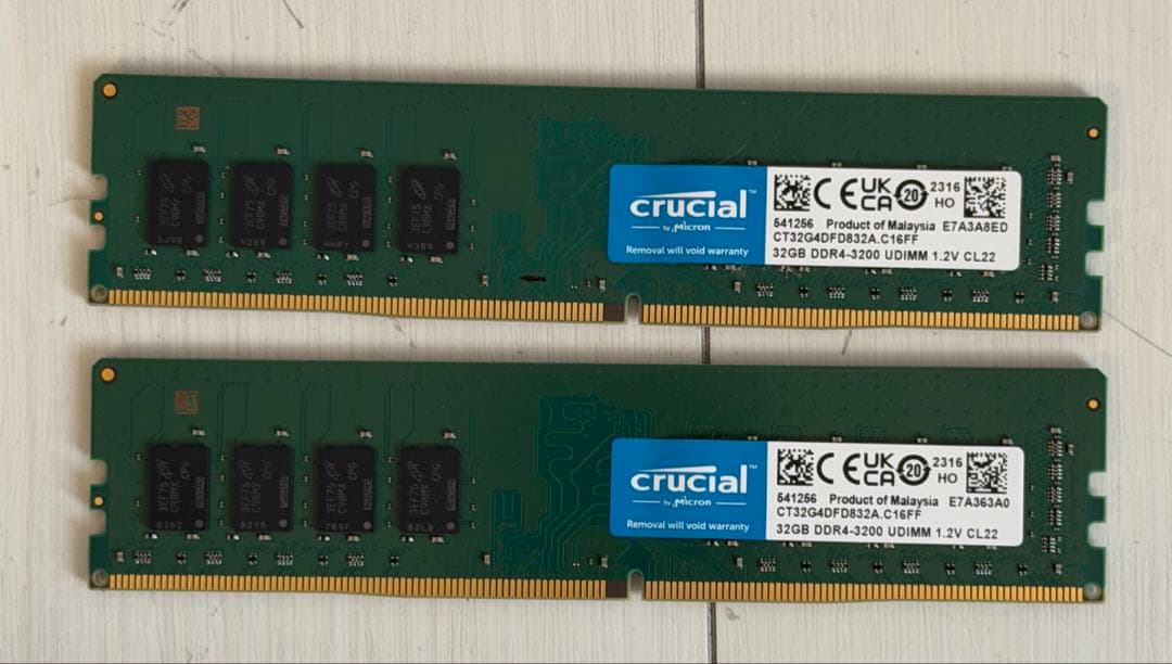 メモリ　DDR4 3200MHz 32GB×2