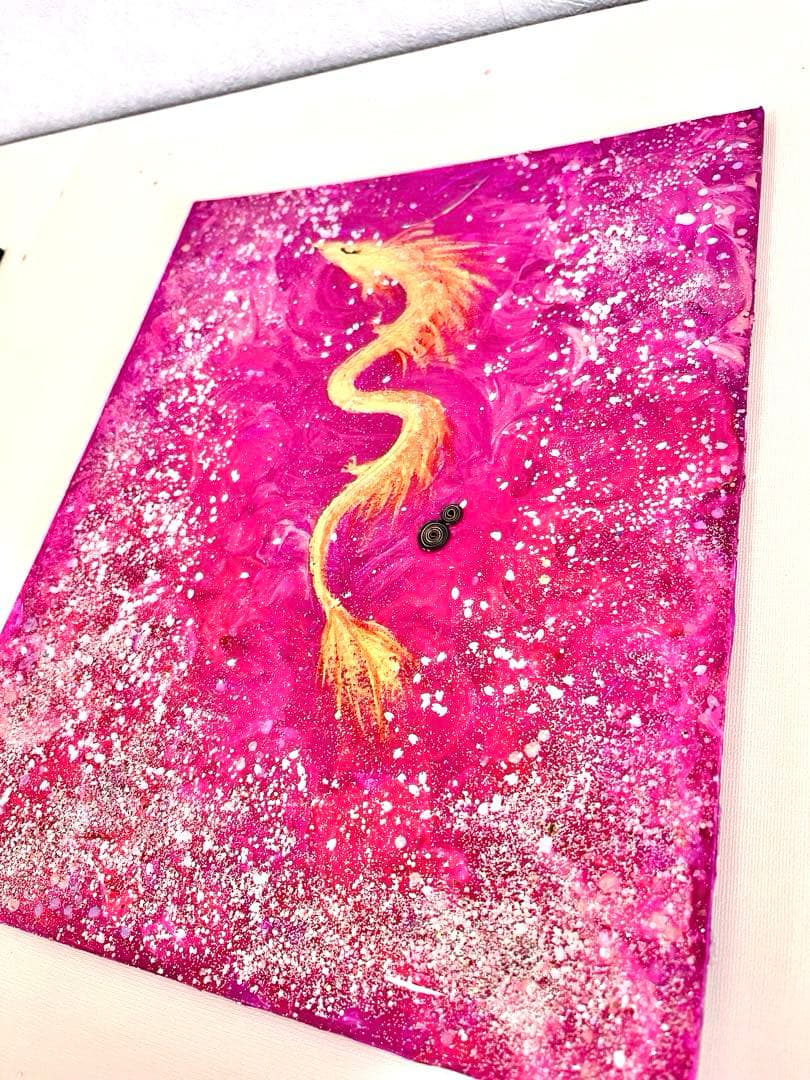 昇龍神様　優しい桜舞い踊る　アクリル画