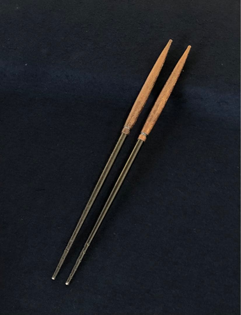 《R》炉用 火箸 金工師 木村清斎 経歴書 共布 共箱 元箱 260216け3