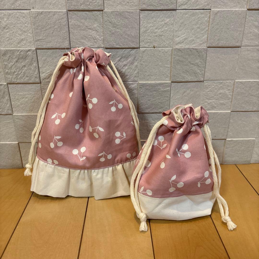 入園入学準備 5点セット くすみピンク チェリー 女の子 シンプル